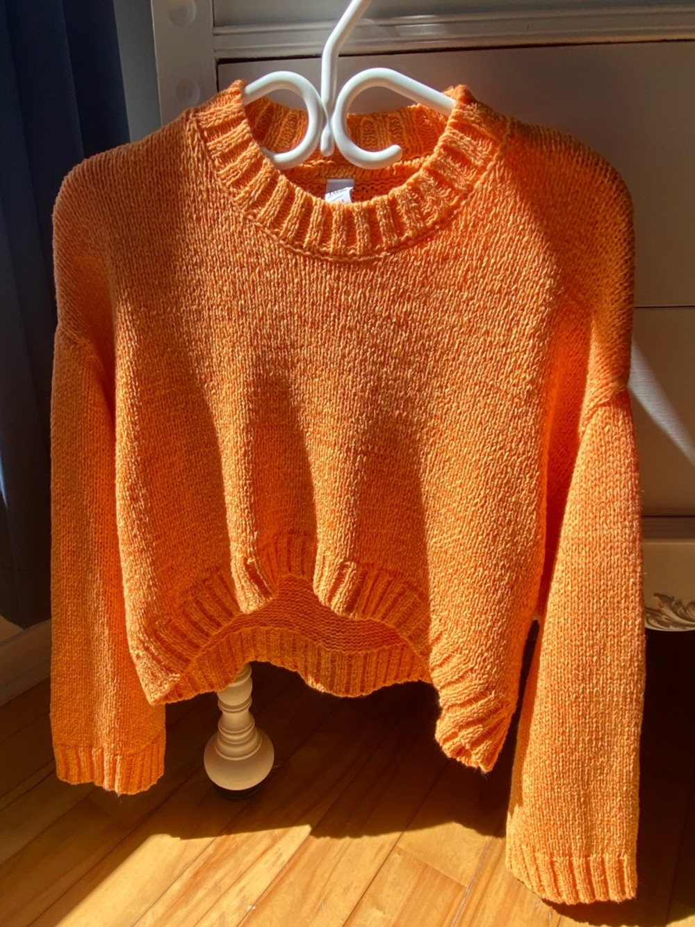 Simons Bright Orange Cropped Crewneck Sweater